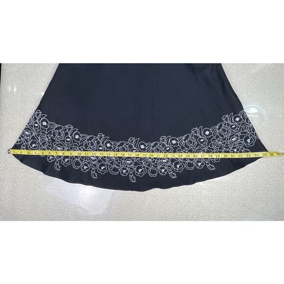 NWT LOFT Ann Taylor Strapless Floral Embroidered ALine Dress Black Linen Size 8P - Picture 9 of 11